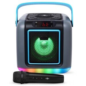 Singing Machine Cube Mini Karaoke Machine Wireless Mic Bluetooth LED Lights